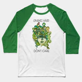 Snake Hair, Don’t Care, Watercolor Medusa Baseball T-Shirt